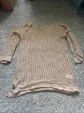 Beige Open-Weave Lightweight Women’s Sweater